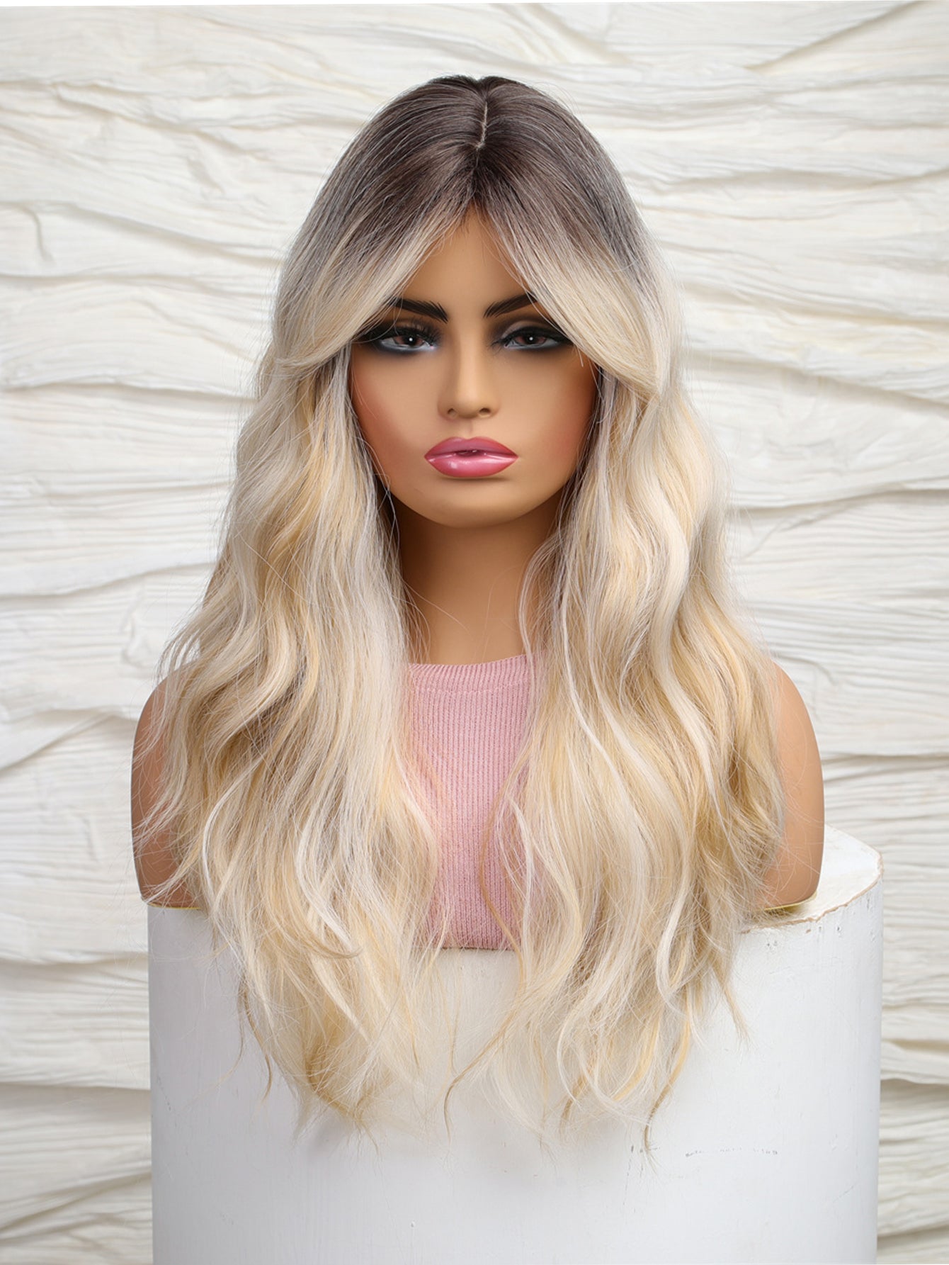 Blonde Bodywave Gold Highlight With Dark Roots Synthetic Wig LC2061-1